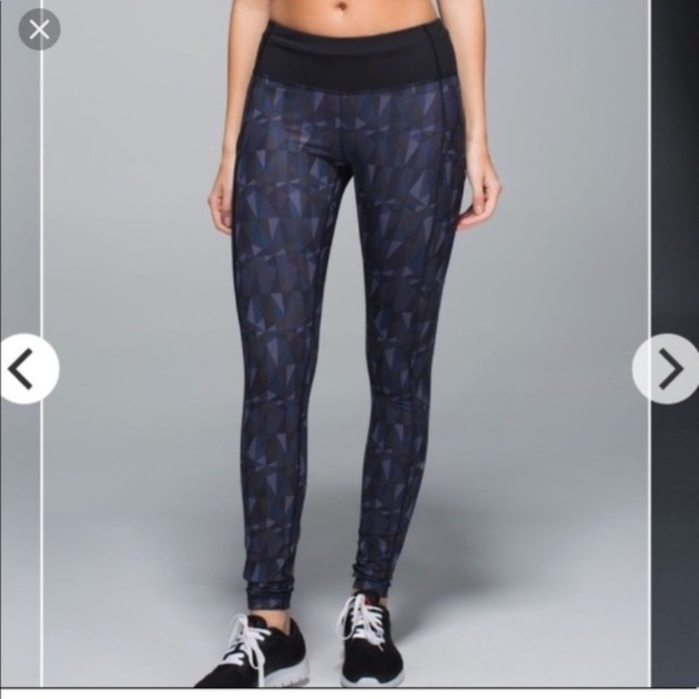 Lululemon Athletica Geometric Speed Tights Active Leggings Black Womens Size 6